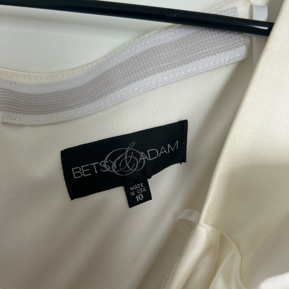 NWT Nordstrom Betsy & Adam Cream Satin Midi Dress Wedding Bridal Size 10 - Picture 3 of 4